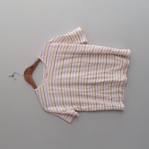 Madewell Tan, Orange, and purple stripe short sleeve t-shirt XS